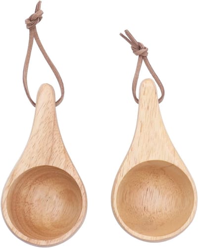 Handgemaakte Houten Mok van Rubberhout, 50ml - Ideaal voor Backpacken, Kamperen en Hiking met Leerkoord