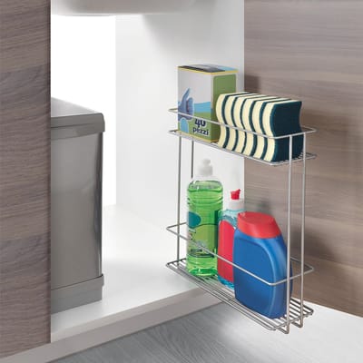 Metaltex - Gootsteenkast Organizer - Gootsteenrek - Zilvergrijs - Uitschuifbaar