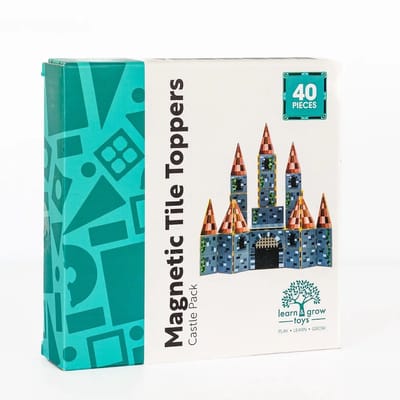 Learn & Grow - Magnetische Tegel Toppers – Kasteel Pakket - 40 Stuks - Magnetische Bouwstenen Opzetstukken