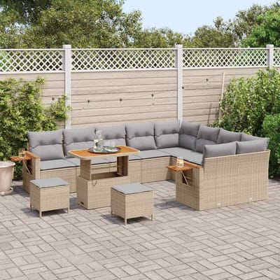 vidaXL - Tuinbank - Set - 13 - st - 9-Aantal - zitplaatsen - Beige - en - Lichtgrijs