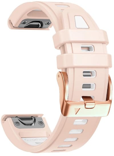 Siliconen bandje - geschikt voor Garmin Fenix 5S (Plus) / 6S / 7S / 8 (43 mm) / Approach S12 / S42 / S70 42 mm / Epix Pro (Gen 2) 42 mm / D2 Delta S / Mk3(i) 42 mm - roze wit