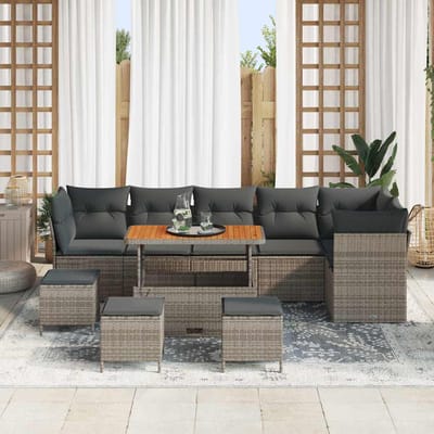 vidaXL - Tuinbank - Set - 10 - st - 6-Aantal - zitplaatsen - Grijs
