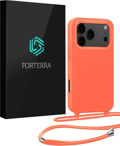 Hoesje Geschikt voor iPhone 17 Pro Case Siliconen Hoes Met Koord - Hoes Geschikt voor iPhone 17 Pro Met Telefoonkoord Hoesje Backcover - Papaya