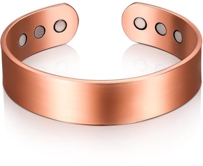 Dailygoods- Magnetische Armband - Levensboomontwerp - Verstelbare Maat - Massieve Manchetarmband - Rood Koper - Met Fluwelen Tas