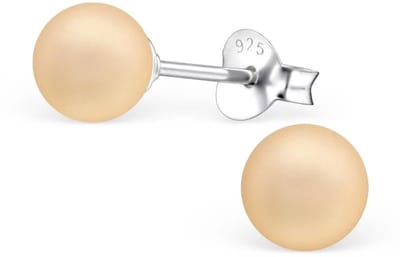 Aramat Jewels | Oorbellen | Zilveren Parel Oorbellen - Tijdloze Elegantie | 6mm / Zijde Blauw | | | Zilver | Kinderen, Volwassenen | Verkleurd niet