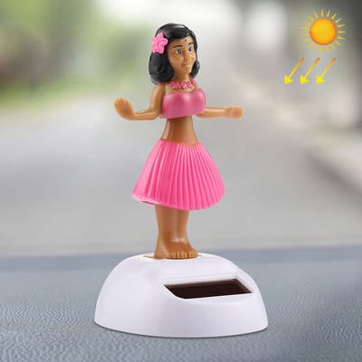 Zonne-energie Bobble Head Dansen Speelgoed Auto Decoratie Ornament Leuke Hula Prinses (Roze)