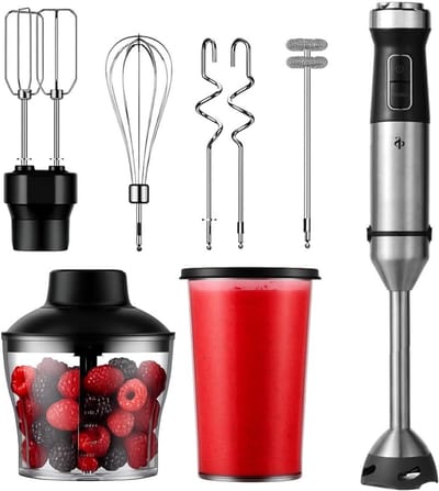 Staafmixer Set - Keukenmixer Blender - Eten Bereiden - 7-in-1 Functionaliteit - 1200 Watt - Zwart RVS