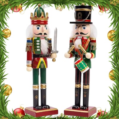 Ultiluxe® Grote houten notenkrakers - 2 stuks - Kerst - 30 cm - Traditionele kerst soldaten - Kerstdecoratie - Premium kwaliteit