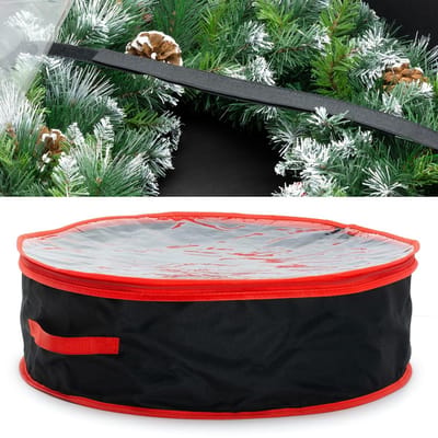 Dailygoods- Opbergtas Waterdicht - Decoraties - Kerstkrans/Slinger - Doorzichtige Hoes - Ritssluiting - Klittenband - Decoratietas