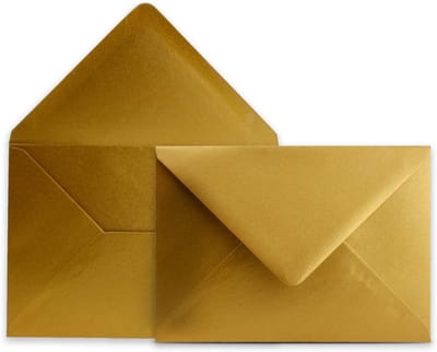 300 Goudkleurige C6 Enveloppen 11.5 x 16.3 cm Natte Sluiting Zonder Venster