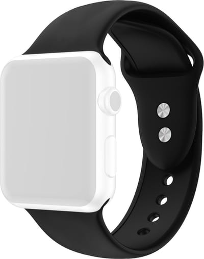 By Qubix - Geschikt voor Apple Watch bandje - Siliconen sportbandje - Zwart - Dubbele druksluiting - Geschikt voor Apple Watch 38mm / 40mm / 41mm / 42mm - siliconen sport bandje - smartwatchbandje