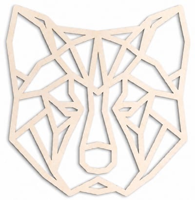 Houten wanddecoratie - Wooden wall decoration | Akita inu 46 x 48cm Shiba | Licht hout - Natural wood | Geometrische muurdecoratie - Geometric wall art - Origami Design Wandfiguur - Echt Hout - Real Wood - Honden - Dogs