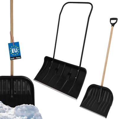 Set van 2 Sneeuwschuivers met Wielen en Aluminium Rand - Duwschop en Handschop