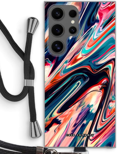 Case Company® - Hoesje met koord geschikt voor Samsung Galaxy S24 Ultra hoesje met Koord - Quantum Being - Telefoonhoesje met Zwart Koord - Bescherming aan alle Kanten en Over de Schermrand