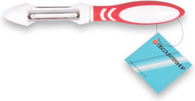 Multifunctionele Roestvrijstalen Dunschiller - Wit & Rood - Kunststof & RVS - 19.5cm x 3cm x 19.5cm - Vaatwasser Veilig - Geschikt voor Rechts- en Linkshandig Gebruik