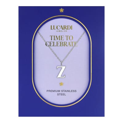 Lucardi Dames Stalen ketting letter Z - Ketting - Staal - Zilverkleurig - 47 cm