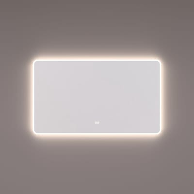 HIPP Design spiegel met Afgeronde Hoeken LED Verlichting Rondom 100 x 70 x 3 cm met Spiegelverwarming Kleurenwissel Touch Dimmer