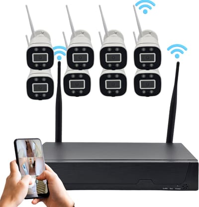 Royal Swiss® WiFi Beveiligingscamera Set 8CH – 5G Draadloos Camerasysteem met NVR Recorder – HD Nachtzicht & Bewegingsdetectie – Voor Binnen & Buiten – App voor Android/iOS – CE & RoHS