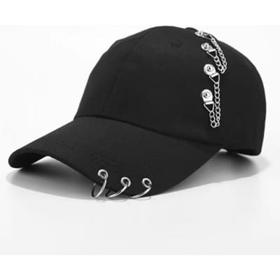 Casquette de Baseball avec Anneau Rond Chapeaux Snapback Pour Femmes Hommes Unisexe Hip Hop Noir Blanc Réglable Uni Kpop Décontracté Nouveau noir