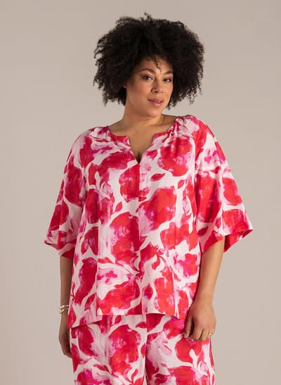 YEST CURVE Norah Tops - Bright Pink/Multi Co - maat X-0(44)