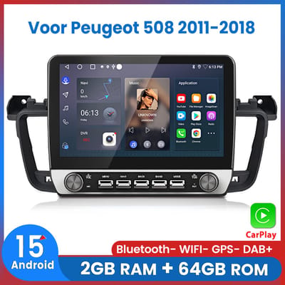 Awesafe Autoradio - 10.1 Inch IPS Touchscreen - Geschikt Voor Peugeot 508 2011 t/m 2018 - Android 15 - 2GB RAM + 64GB ROM - Draadloos CarPlay & Android Auto - Bluetooth & WiFi - GPS Navigatie - 2011 2012 2013 2014 2015 2016 2017 2018