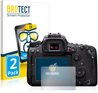 BROTECT - Screenprotector voor Canon EOS 90D - Folie Beschermfolie transparant 2 Stuks