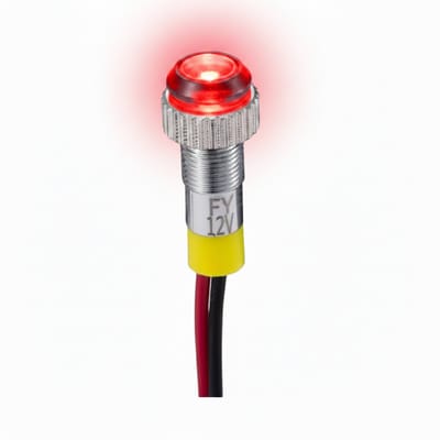 Mini LED indicatielampje - KNIPPEREND - 6mm - 12V - Rood - Metalen behuizing