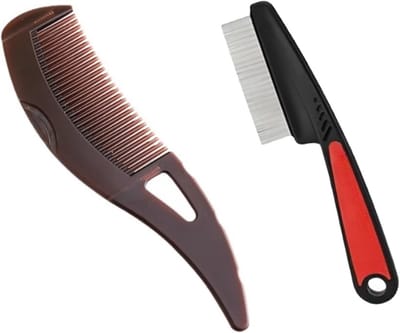 Kam Set - Haren Verzorging - Hoofdhuid Reinigen - Holle Tand Ontwerp - 2 Delig - Zwart en Rood
