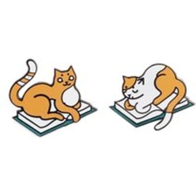 Curl Up With Books And Cats Enamel Pin Set - Out of Print