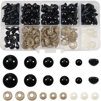 Dailygoods - Veiligheidsogen en Neus - Amigurumi Ogen - Kunststof - Zwart - 110 Stuks - Handwerk Accessoires - Geschikt voor Pluche Poppen