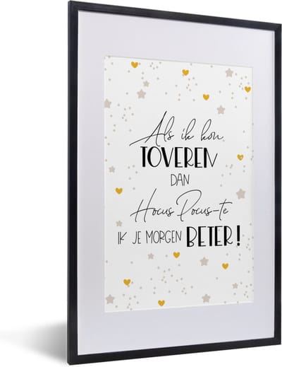 Fotolijst incl. Poster - Beterschap - Spreuken - Hart - Hocus pocus - 40x60 cm - Posterlijst