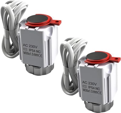 Stelmotor voor Vloerverwarming 230V - Stroomloos Gesloten - M30x1.5 - Geschikt voor Diverse Verdelers (Set van 2)