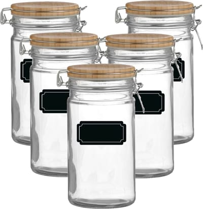 Weckpot/inmaakpot - 10x - 1L - glas - met beugelsluiting - incl. etiketten