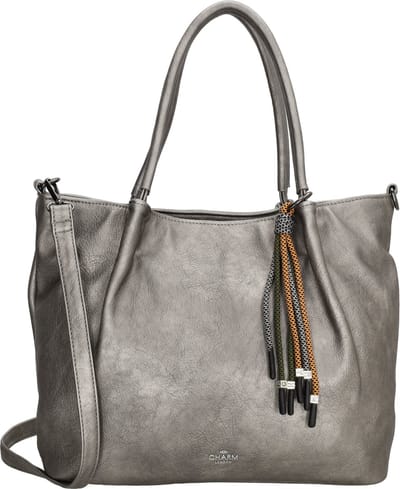 Charm London Tottenham Crossbody Hand & Schoudertas Shopper - Tote Bag - Dames Tas - Pewter