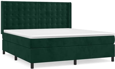 vidaXL - Boxspring - met - matras - fluweel - donkergroen - 160x200 - cm