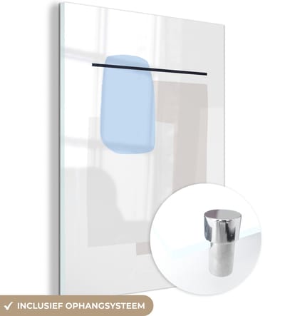 MuchoWow® Glasschilderij 120x160 cm - Schilderij acrylglas - Abstract - Geometrische vormen - Line art - Foto op glas - Schilderijen