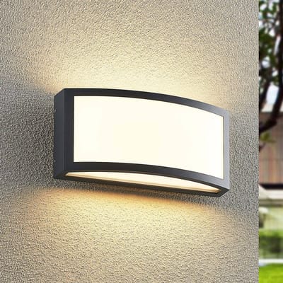 Lindby Jakari LED buiten wandlamp, hoekig, wit