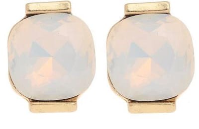 Behave - Oorbel steker opaalwit glassteen elegant pasteltrend goudkleur
