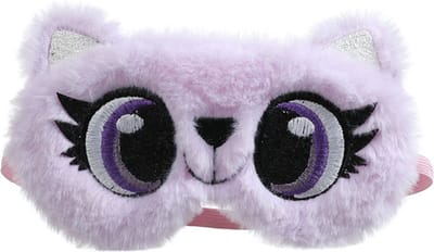 Poes Grote Ogen Kinder Slaapmasker – Reismasker voor Meisjes – Zacht Pluche Polyester – Voor Thuis, Auto, Vliegtuig en Trein – Vanaf 5 Jaar