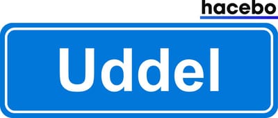Hacebo - Plaatsnaam Sticker - 29x10 CM - Uddel sticker - Verkeersborden sticker - grappige cadeaus - Uddel