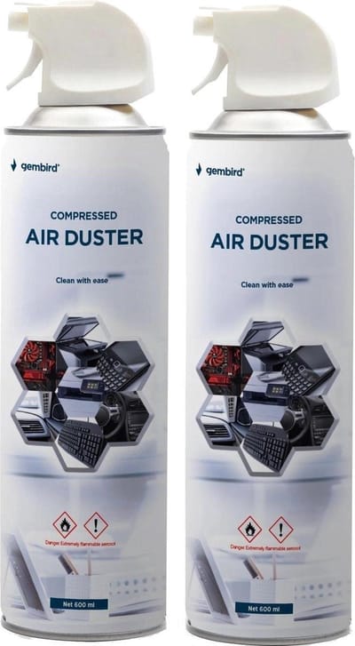 2 x 600ML -Gembird spuitbus met perslucht- Compressed Air - Air Duster - Spuitbus - Perslucht Reiniger- Voordeelverpakking 2 Stuks
