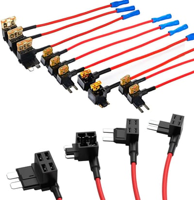 10Pack 4 Types ATO ATC ATM APM Fuse Holder, 12V Auto Add-a-Circuit Fuse Tap, Standard, Mini, Micro2 and Low Profile Fuse Taps, Blade Fuse, Fuse Puller for Cars Boats