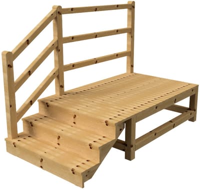 MILANO buitentrap 3 gesloten treden H54 cm - bordes L189 x B120 cm - trapleuning links - bordesleuning links
