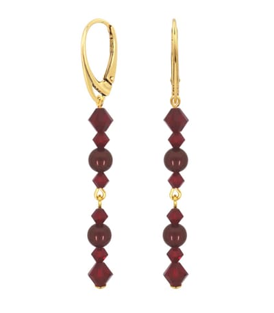 ARLIZI 2363 Oorbellen parel Swarovski kristal rood - verguld - 6,5 cm