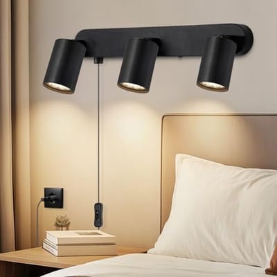 Moderne Draaibare Wandlamp voor Binnen met Schakelaar en 4,5 m Kabel - Zwart - Perfect voor Slaapkamer en Woonkamer