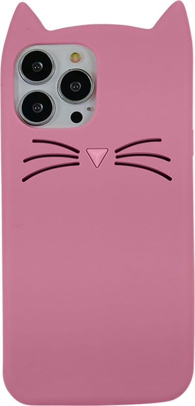 Peachy Schattige kat siliconen hoesje geschikt voor iPhone 13 Pro - roze