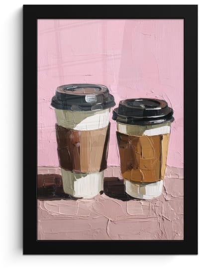 Poster in lijst - Fotolijst 20x30 cm - Posters - Koffiebekers - Deksel - Verf - Textuur - Posterlijst zwart - Decoratie - Wanddecoratie woonkamer - Muurdecoratie slaapkamer