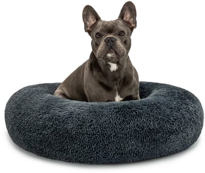 lionto Donut hondenbed, zacht pluche & verhoogde rand 70 cm donkergrijs
