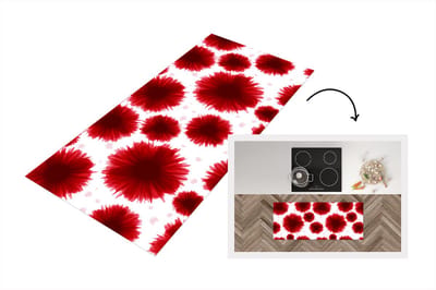 Keukenloper - Loper keuken - Aquarelverf - Rood - Bloemen - 120x50 cm - Keukenloper vinyl