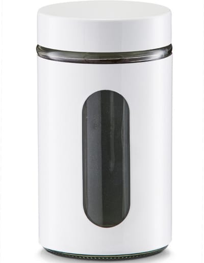 Zeller voedsel keuken voorrraadpot - metaal - wit - 900 ml - met venster - blikken/bussen - Voedsel bewaren